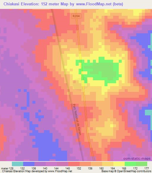 Chiakasi,Ghana Elevation Map