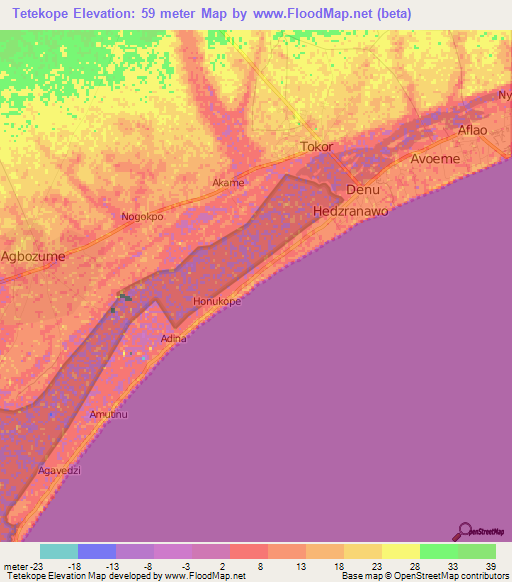 Tetekope,Ghana Elevation Map