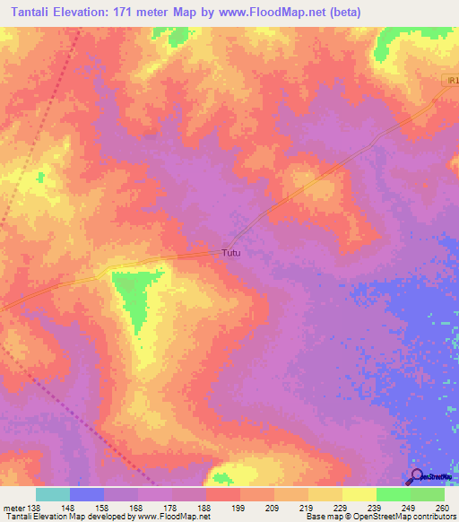 Tantali,Ghana Elevation Map