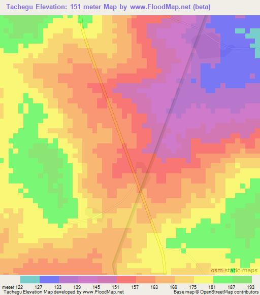 Tachegu,Ghana Elevation Map