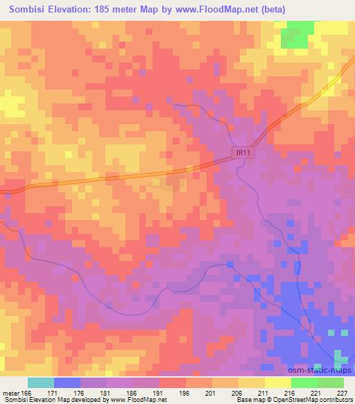 Sombisi,Ghana Elevation Map