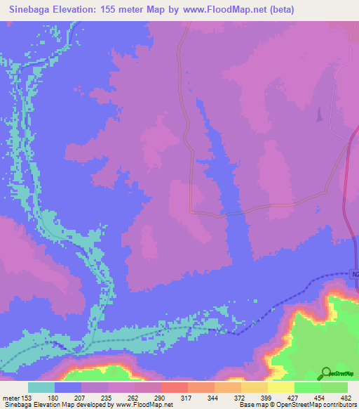 Sinebaga,Ghana Elevation Map