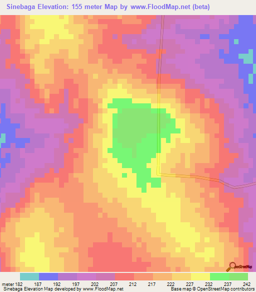 Sinebaga,Ghana Elevation Map