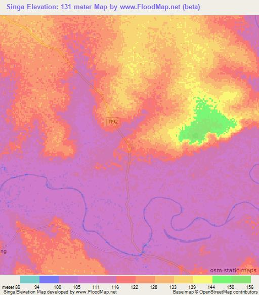 Singa,Ghana Elevation Map