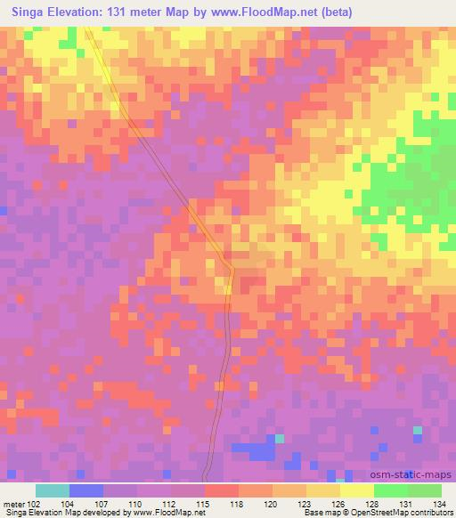 Singa,Ghana Elevation Map