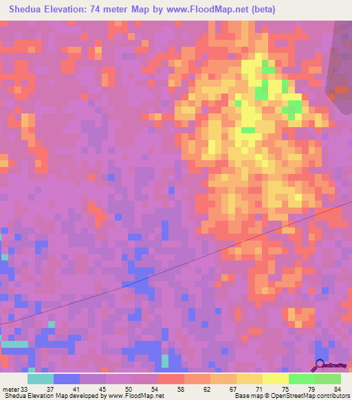 Shedua,Ghana Elevation Map