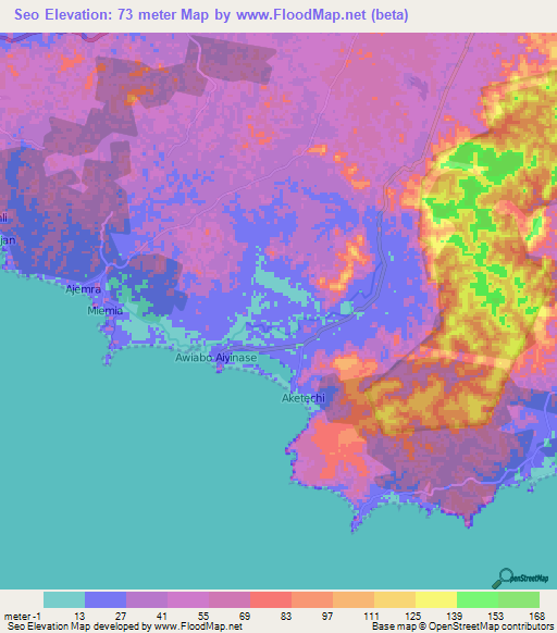 Seo,Ghana Elevation Map