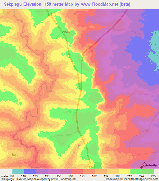 Sekpiegu,Ghana Elevation Map