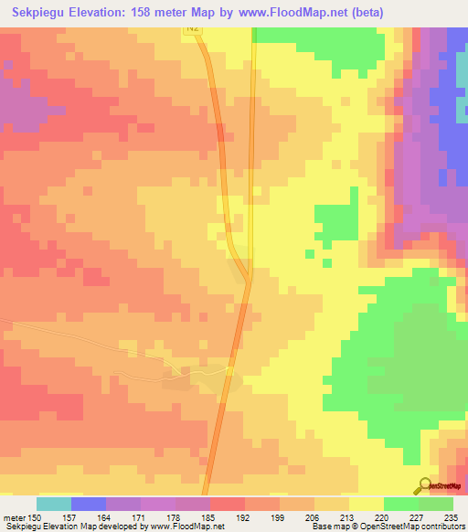 Sekpiegu,Ghana Elevation Map