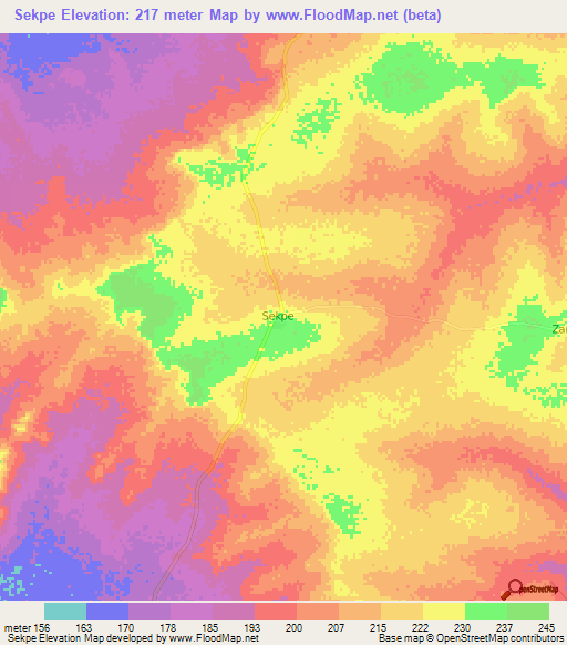 Sekpe,Ghana Elevation Map