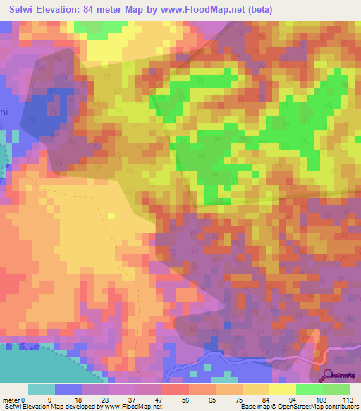 Sefwi,Ghana Elevation Map