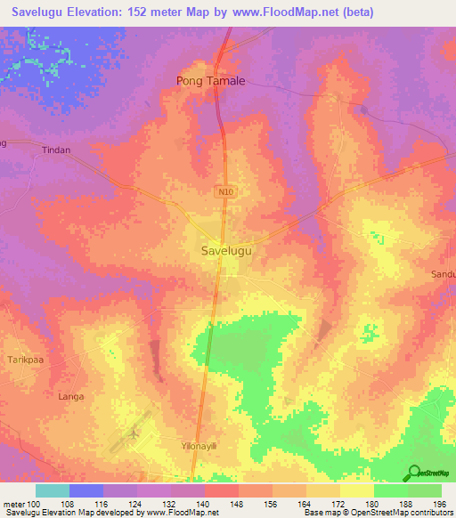 Savelugu,Ghana Elevation Map