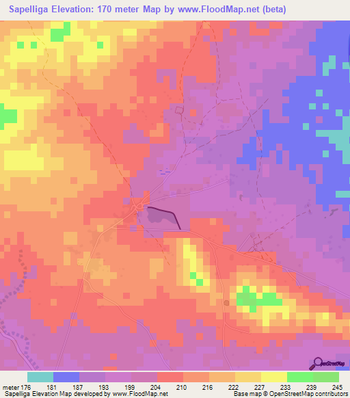 Sapelliga,Ghana Elevation Map