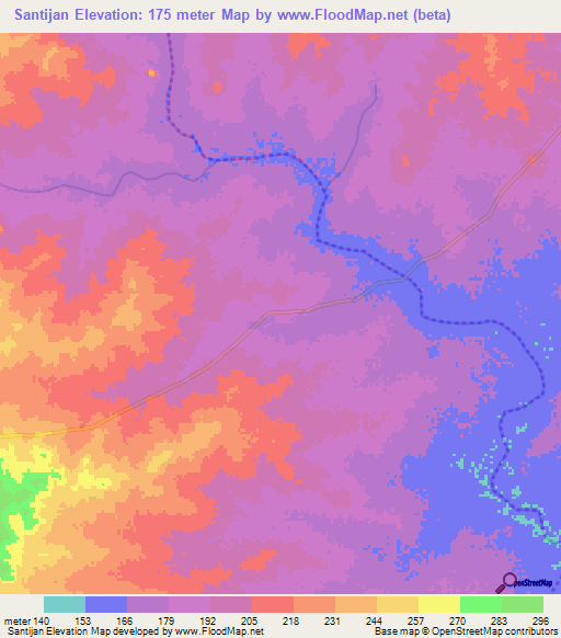 Santijan,Ghana Elevation Map