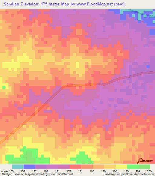 Santijan,Ghana Elevation Map