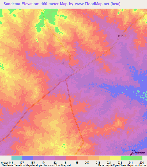 Sandema,Ghana Elevation Map