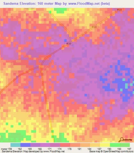 Sandema,Ghana Elevation Map