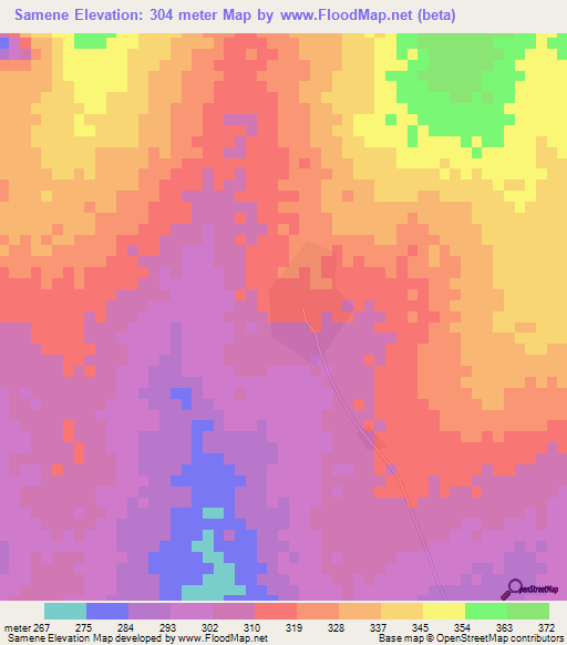 Samene,Ghana Elevation Map