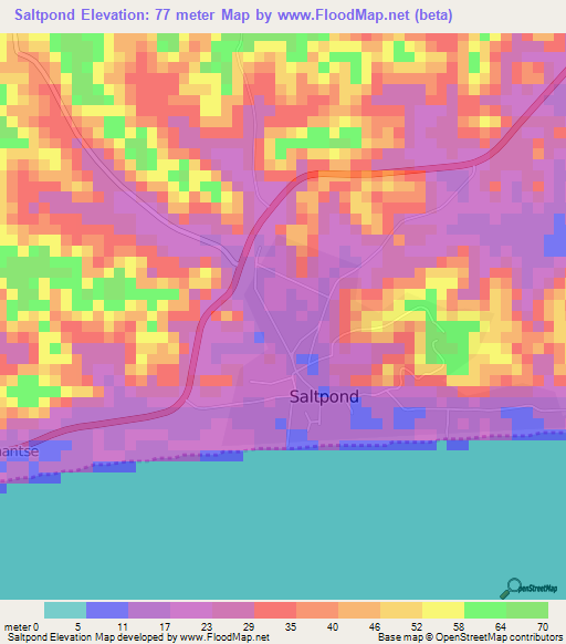 Saltpond,Ghana Elevation Map