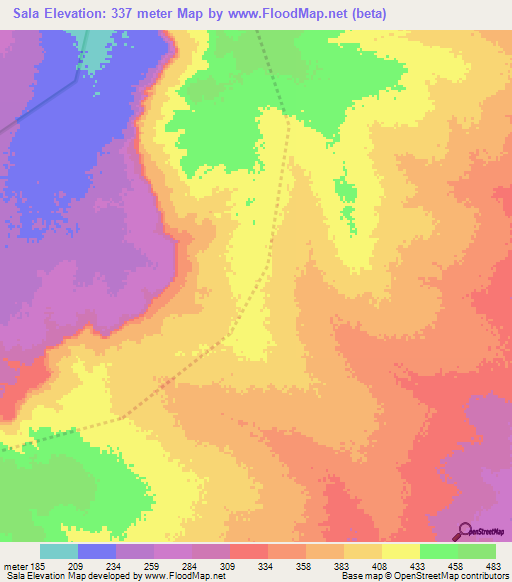 Sala,Ghana Elevation Map