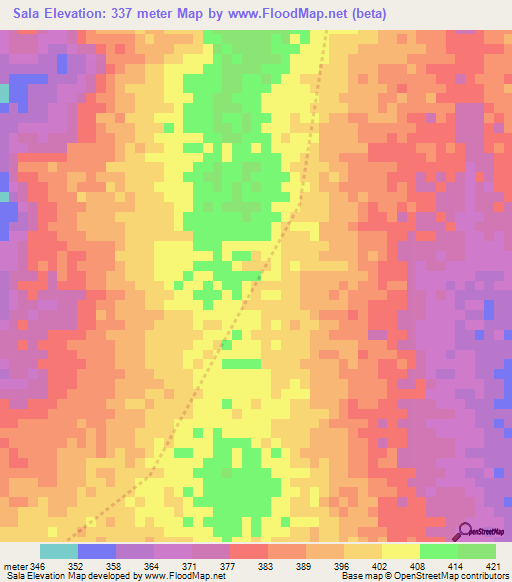 Sala,Ghana Elevation Map