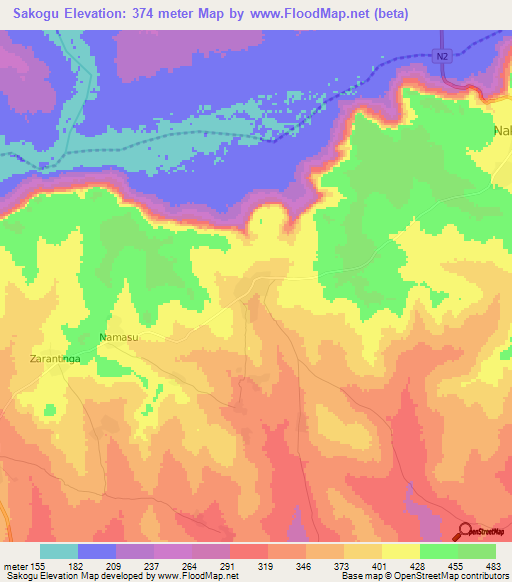 Sakogu,Ghana Elevation Map