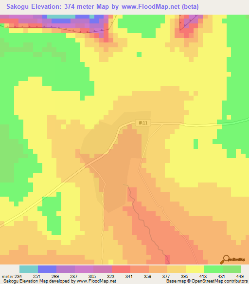 Sakogu,Ghana Elevation Map