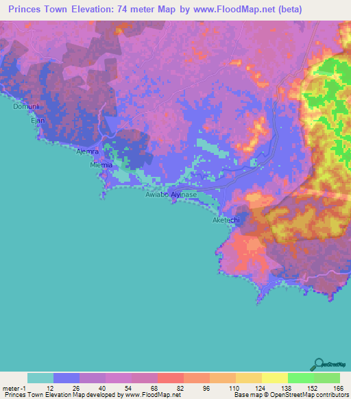 Princes Town,Ghana Elevation Map