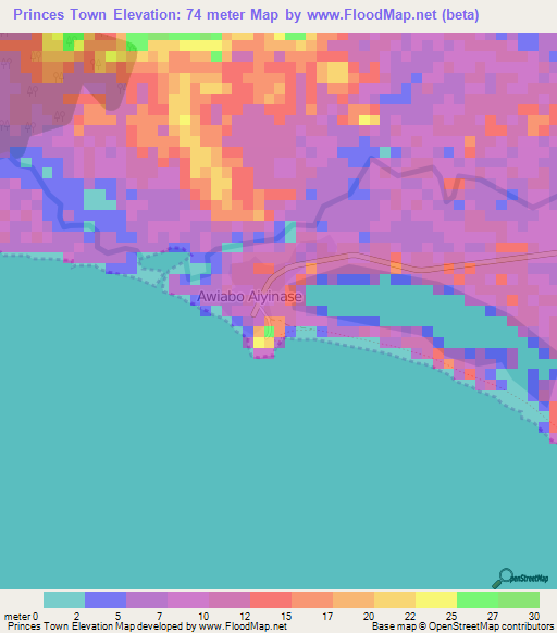 Princes Town,Ghana Elevation Map