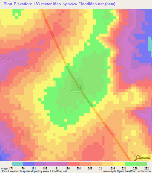 Pion,Ghana Elevation Map