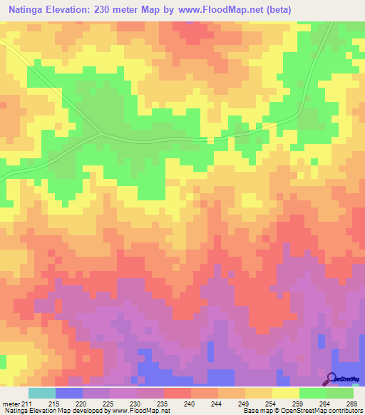 Natinga,Ghana Elevation Map