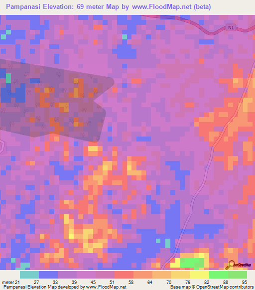 Pampanasi,Ghana Elevation Map