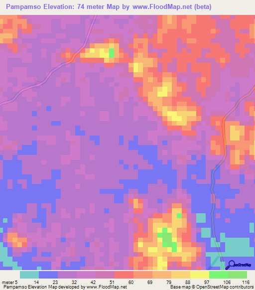 Pampamso,Ghana Elevation Map