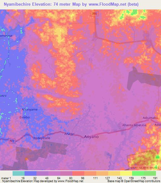 Nyamibechire,Ghana Elevation Map
