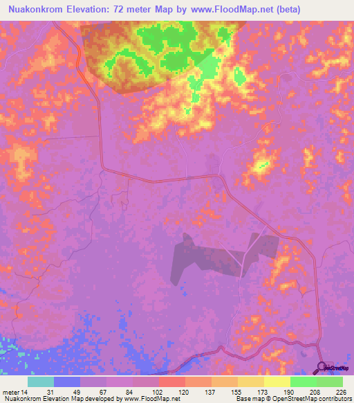 Nuakonkrom,Ghana Elevation Map