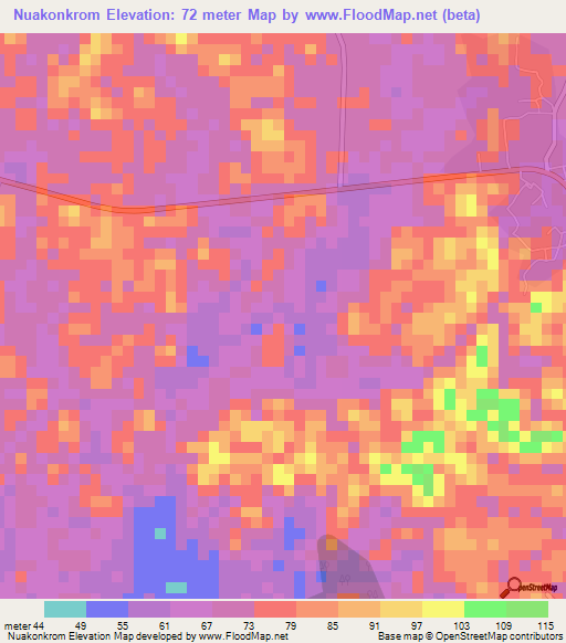 Nuakonkrom,Ghana Elevation Map