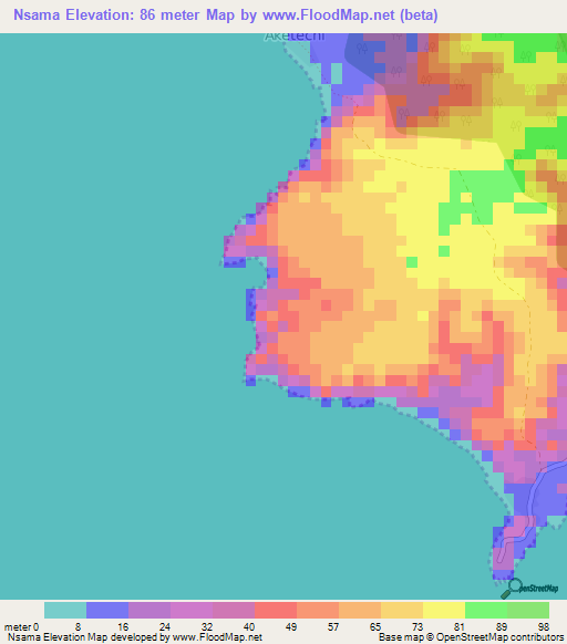 Nsama,Ghana Elevation Map