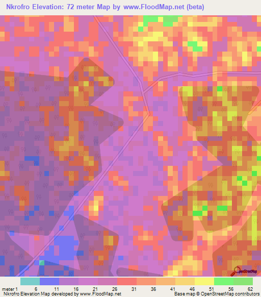 Nkrofro,Ghana Elevation Map