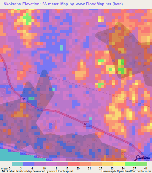 Nkokraba,Ghana Elevation Map