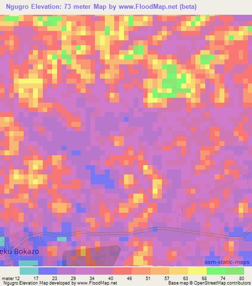 Ngugro,Ghana Elevation Map