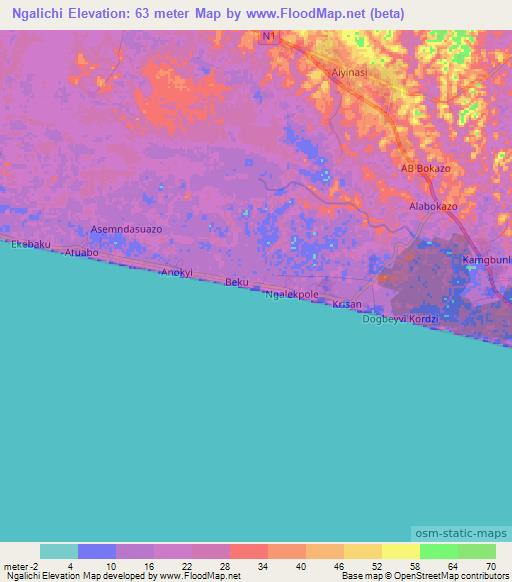 Ngalichi,Ghana Elevation Map