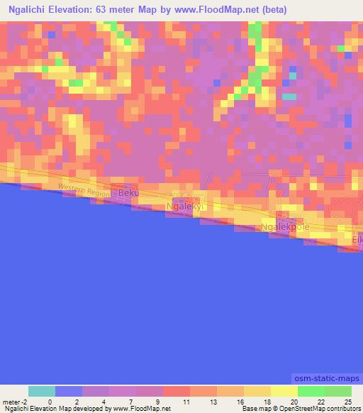 Ngalichi,Ghana Elevation Map