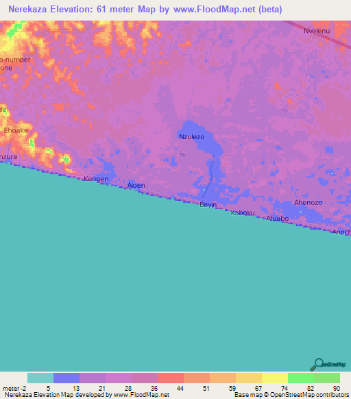 Nerekaza,Ghana Elevation Map