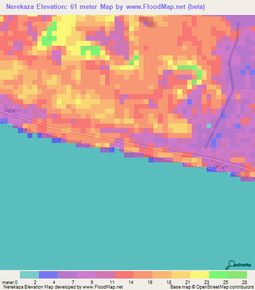 Nerekaza,Ghana Elevation Map