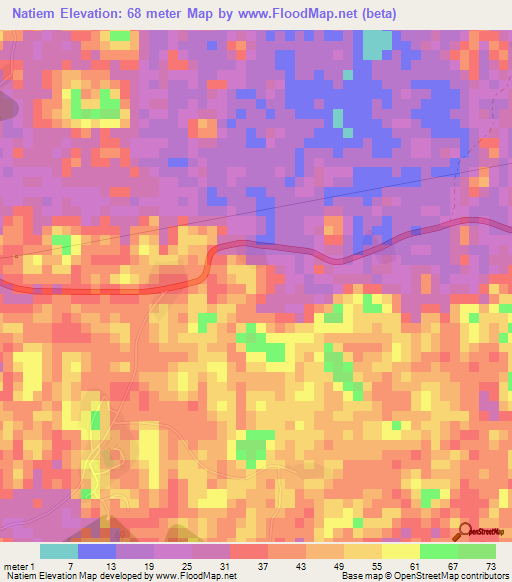 Natiem,Ghana Elevation Map