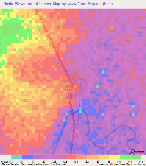 Nasia,Ghana Elevation Map