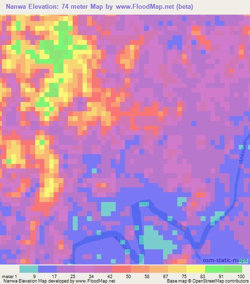 Nanwa,Ghana Elevation Map