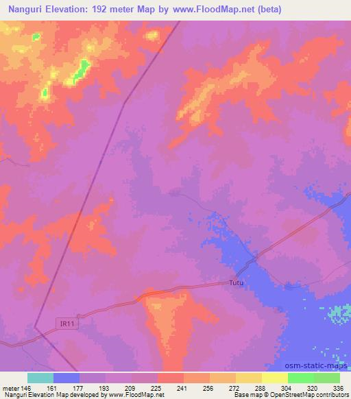 Nanguri,Ghana Elevation Map