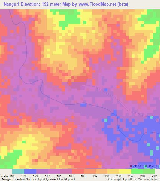 Nanguri,Ghana Elevation Map