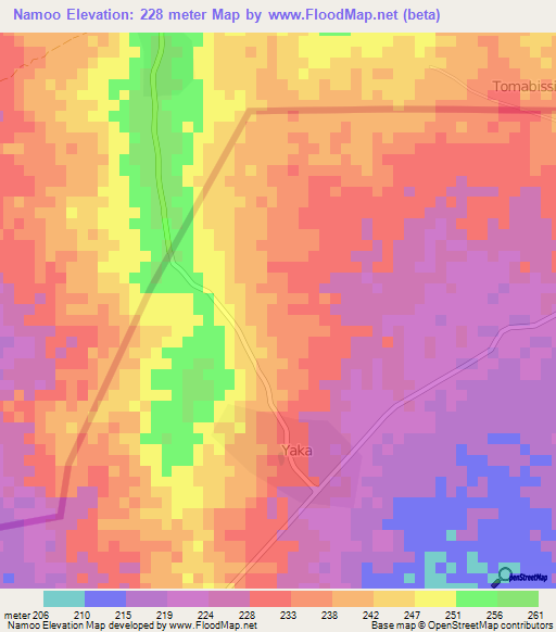 Namoo,Ghana Elevation Map